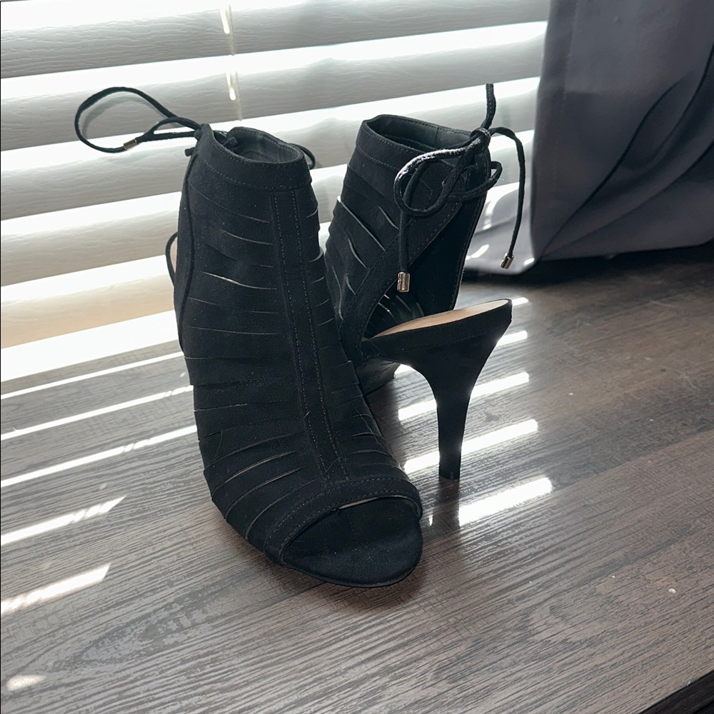 Brash Black Peep-Toe Heels